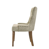 Beige and Salvaged Oak Tufted Back Parson Chairs B062P182743
