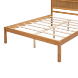 ZNTS Platform Bed Frame with Headboard, Wood Slat Support, No Box Spring Needed, Full, Oak 00265555