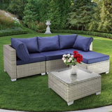 ZNTS Patio Furniture Set 5 Pieces Wicker Outdoor Conversation Set All-Weather Sectional Patio Sofa with 26288286