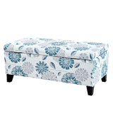 Luxury Storage Ottoman with Floral Patterned Fabric, Soft-Close Hinges, Multi-Functional Footrest & N767P257582F