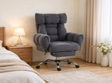 Reclining Cross Back Office Chair, Wide Seat Desk Chair with Flip-Up Armrests & Footrest, Dark Gray 26387151