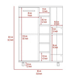 Bar Cart, Two External Shelves, Four Casters, Six Built-in Wine Rack, Single Door Cabinet -Light B07091826