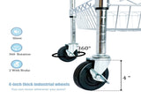 Heavy Duty Rolling Utility Cart,3 Tier Rolling Carts with Wheels,with Handle Bar & Shelf 02125237