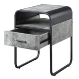 Concrete Grey and Black 1-drawer End Table B062P185653