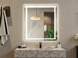 24"X36" Anti-fog LED Bathroom Mirror with Dual Light Source and Three Lighting Modes, White 40650246