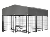 Dog Kennel Outdoor with Roof, 4.23'x5.82'x4.83' Welded Wire Enclosure, Heavy Duty Dog Crate with 24433657