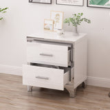 Elegant High Gloss Nightstand with Metal Handle,Mirrored Bedside Table with 2 Drawers for N733P205356K
