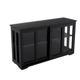 Kitchen Storage Stand Cupboard With Glass Door-Black W28215277