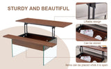 Multifunctional Lift Top Coffee Table -Dark Wood Color Grain Sticker, Essential for Modern W2920P226074