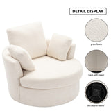 Oversize Round Swivel Chair Cozy Club 360 degrees Swivel Sofa with 3 Pillows Fabric for Living Room W2231P143513