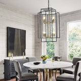 (Same as W1340142524/L1018-G) 8-Lights Black & Gold Lantern Tiered Pendant Light Fixtures, W1340P206664
