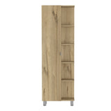 Urano Mirror Linen Cabinet, Four Interior Shelves, Five External Shelves -Light Oak B20091989