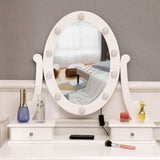 ZNTS With Light Bulb Single Mirror 5 Drawer Dressing Table White=39757282,61588080 60709581