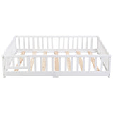 Queen Size Floor Bed with Door,Solid Wood Platform Bed Frame with Fence,Suitable for children,Pine W495123244