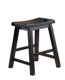 Black Finish 18-inch Height Saddle Seat Stools Set of 2pc Solid Wood Casual Dining Home Furniture B01151974