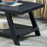 ZNTS Athens Contemporary Replicated Wood Shelf Coffee Table in Black Finish T2574P164642