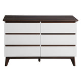 Wide size Drawer Storage Cabinet, 6-drawer Chest of Drawers for Bedroom Living Room, White & Walnut W409134197