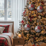 4PCS Set 4.7" Christmas Glass Ball Ornaments Holiday Hanging Treeations for Party Holiday 02050476