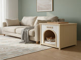 Modern Indoor Wooden Dog House with Removable Cushion Solid Cedar Pet House for Small Dogs & Cats, W3799P382209