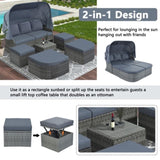 ZNTS Outdoor Patio Furniture Set Daybed Sunbed with Retractable Canopy Conversation Set Wicker Furniture 84739887