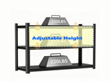 3-Tier Adjustable Height Metal Storage Shelving Unit, Large Capacity Black Multipurpose Organizer 12501859