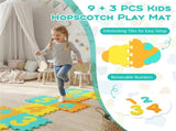 Yellow Kids Hopscotch Foam Mat with 9 Interlocking Tiles & 3 Marker Discs, Non-Slip Play Mat for 77638950