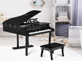 Black Kids Piano 30-Key Keyboard Toy with Bench Piano Lid and Music Rack 69156475