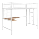 ZNTS Twin Metal Loft Bed with Desk and Metal Grid,White 23730514