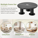 ON-TREND 39.4'' Easy Assembly Round Petal-Shaped Coffee Table, Cream Style Center Table with 3 N721P190396B