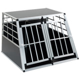 ZNTS Double Doors Pet Car Transport Cage Aluminium Puppy Travel Crate Box Trapezoidal Kennel Dog Cat 79060182