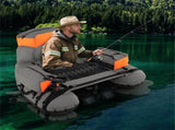 350lbs Inflatable Fishing Float Tube - 2 Air Chambers, Rod HolderFish Ruler, OrangeGray 91995958