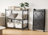 3Tier Rolling Storage Rack with Wheels, Foldable HeavyDuty Metal Storage Shelves, Organizer 58850337