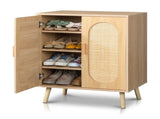 Modern Rattan Shoe Storage Cabinet with Double Doors and Adjustable Shelves, Accent Cabinet for 48636771