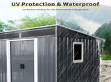 6ft x 5ft Outdoor Metal Storage Shed with Window and Transparent plate for Garden, Lawn W540P185298