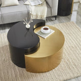 Modern & Contemporary Style Coffee Table Made with Iron Sheet Frame in Black & Gold B009140738