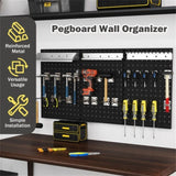 Black Wall-Mounted Pegboard Wall Organizer Kit 4 ft.Metal Toolboard 18086385
