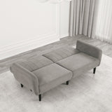 Futon Sofa Gray Color Converts into Bed Tufted Fabric Iron Leg Back Support 1pc Sofa Pocket Coil B2741P309222