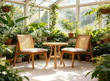 Set of 2 Mid Century Modern Rattan Dining Chairs, Solid Rubber Wood Frame Dining Side Chairs with 72703501