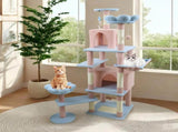 71 inch flower cat tree with large condo removable flower cushion and hammock blue 54622227