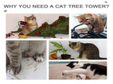 102" Height-Adjustable Cat Tree Floor-to-Ceiling Design, 5 Platforms, Scratching Posts, Hammock, 04341956