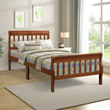 Wood Platform Bed Twin Bed Frame Panel Bed Mattress Foundation Sleigh Bed with WF192434AAL