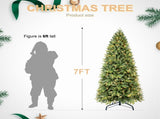 Artificial 7ft Green Christmas Tree with 1375 PE/PVC Mixed Branch Tips, 400L warm white led, memory 53507276