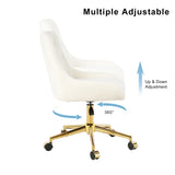 Modern teddy fleece fabric with gold legs living room furniture dining chair, soft and comfortable, W210127514