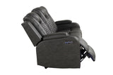 LED & Power Reclining Sofa Made With Faux Leather in Black 659436482487
