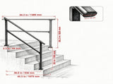 4-5 Step Stair Handrail Kit for Outdoor Steps, Black Square Tube Design 91154754