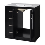 ZNTS 30'' Bathroom with Ceramic Sink Combo,Solid Wood Frame Bathroom Storage Cabinet, Freestanding N710P191970B