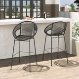 Ferrara Outdoor Patio Black Faux Wicker Barstool, Set of 2 N775P266222B