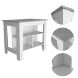 ZNTS Rockaway 3-Shelf Kitchen Island White and Ibiza Marble B06280052