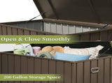 200 Gallon Outdoor Storage Deck Box Waterproof, Large Patio Storage Bin for Outside Cushions, Throw 01850197