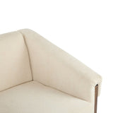 34" Mid-Century Modern Accent Chair with White Fabric, Deep Cushions, and Wide Armrests Ideal for N767P210787E